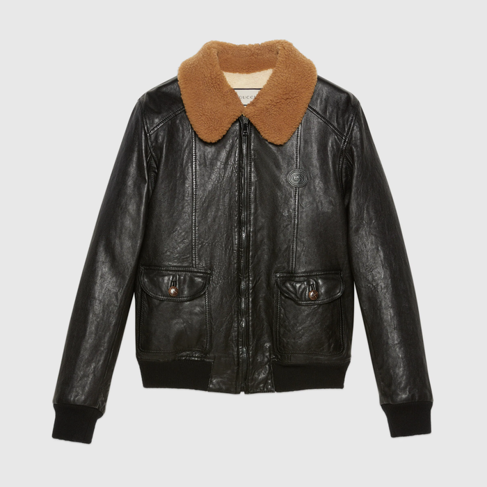 유럽직배송 구찌 GUCCI Gucci Leather jacket with shearling 649989XNANA1043