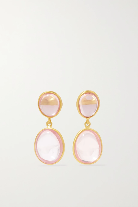 유럽직배송 피파스몰 귀걸이 PIPPA SMALL Double Drop 18-karat gold rose quartz earrings 16114163150541849