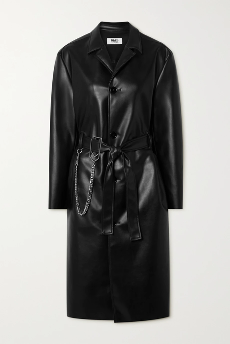 유럽직배송 메종마르지엘라 트렌치코트 MM6 MAISON MARGIELA Chain-embellished belted faux leather trench coat 24665545640578019