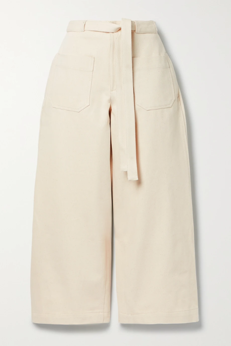 유럽직배송 드보 팬츠 DEVEAUX Scout cropped belted cotton-twill wide-leg pants 24772899113277360