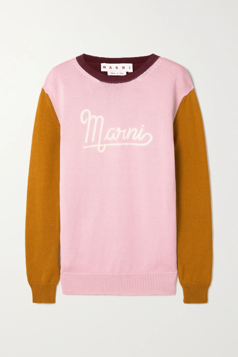 유럽직배송 마르니 스웨터 MARNI Embroidered color-block cotton sweater 25185454456035656