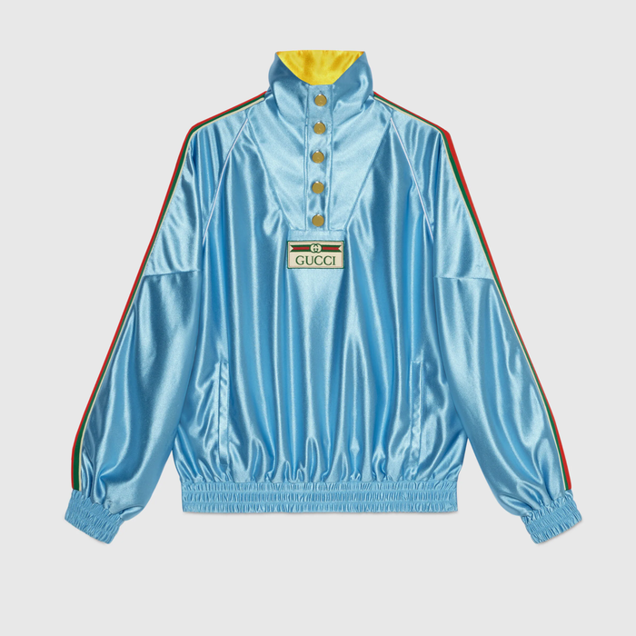 유럽직배송 구찌 GUCCI Gucci Shiny jersey sweatshirt with Web 653372XJDE64670