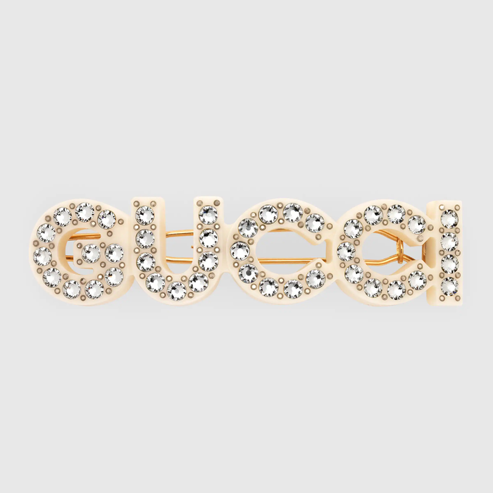 유럽직배송 구찌 GUCCI Gucci - Crystal &#039;Gucci&#039; hair slide 657510I63258518