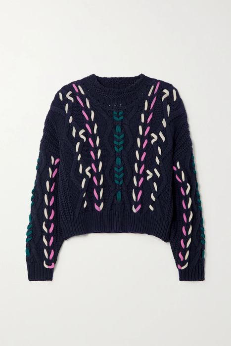 유럽직배송 이자벨마랑에뚜왈 스웨터 ISABEL MARANT ÉTOILE Zola embroidered cable-knit sweater 24665545640578426