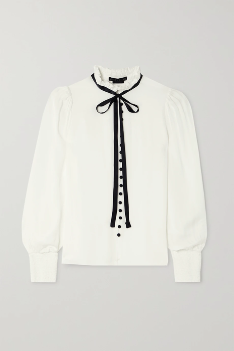 유럽직배송 앨리스앤올리비아 블라우스 ALICE + OLIVIA Zina silk-blend satin-trimmed crepe blouse 25185454456186735