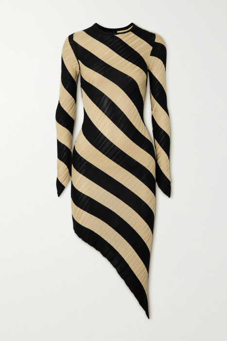 유럽직배송 페타르페트로브 원피스 PETAR PETROV Adon asymmetric striped ribbed silk dress 24772899113478003