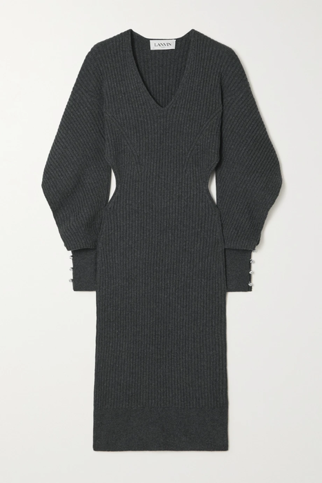 유럽직배송 랑방 원피스 LANVIN Cutout embellished ribbed wool and cashmere-blend midi dress 22250442026420853