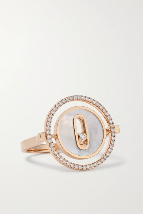 유럽직배송 메시카 반지 MESSIKA Lucky Move 18-karat rose gold, mother-of-pearl and diamond ring 11452292647218215