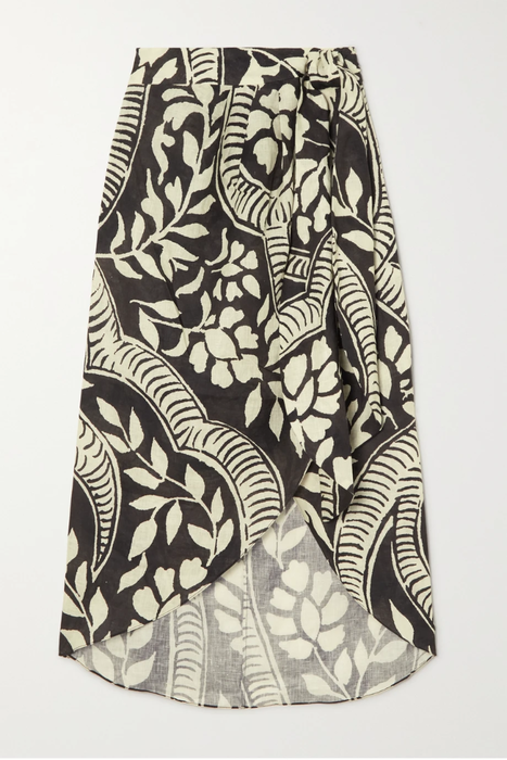 유럽직배송 요한나오르티츠 스커트 JOHANNA ORTIZ + NET SUSTAIN Zebra Found in India printed linen wrap midi skirt 29419655931995806