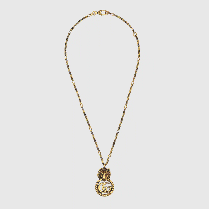 유럽직배송 구찌 목걸이 GUCCI Lion head necklace with Double G 605864I46000933