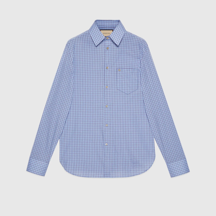 유럽직배송 구찌 GUCCI Gucci Mini check cotton tailored shirt with GG 654926ZAG0P4311