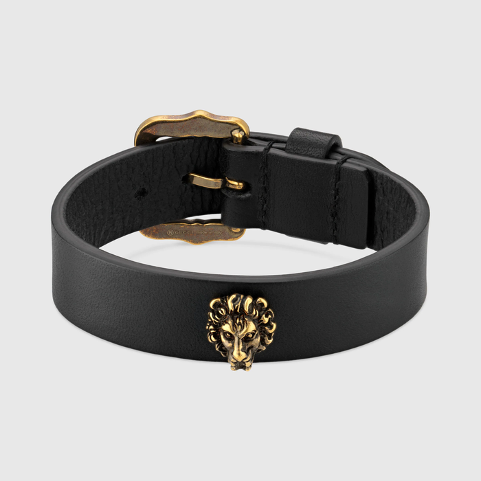 유럽직배송 구찌 GUCCI Gucci Lion head leather bracelet 638774J75438030