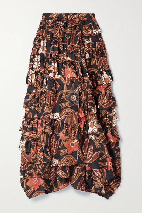 유럽직배송 울라존슨 스커트 ULLA JOHNSON Isa asymmetric tiered floral-print silk-taffeta maxi skirt 24772899113125981