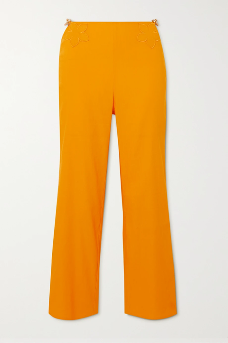 유럽직배송 컬트가이아 팬츠 CULT GAIA Grier cropped chain-embellished appliquéd linen-blend wide-leg pants 25185454455653877