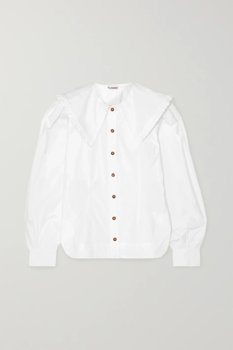 유럽직배송 가니 GANNI Ruffle-trimmed cotton-poplin blouse 17428787258758720