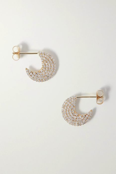 유럽직배송 BY PARIAH Disc Huggie 9-karat recycled gold diamond hoop earrings 29419655932595633