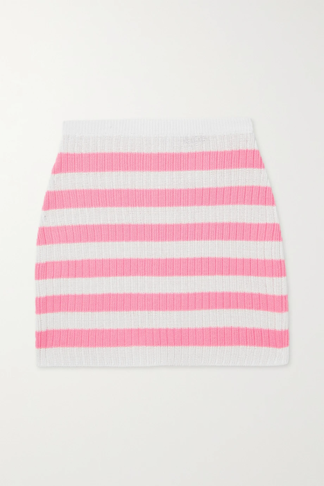 유럽직배송 발망 미니스커트 BALMAIN + Barbie striped ribbed-knit mini skirt 22250442026117943