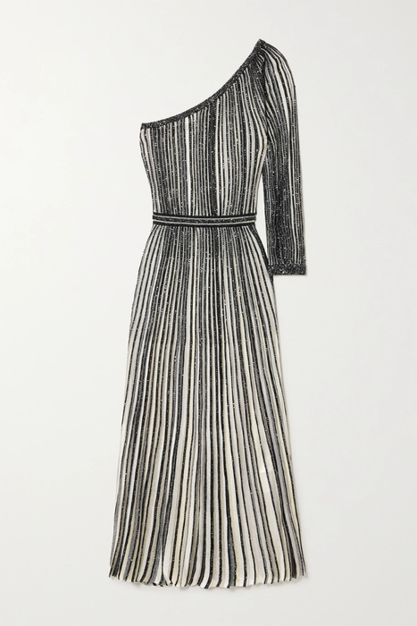 유럽직배송 미쏘니 원피스 MISSONI One-sleeve sequin-embellished striped crochet-knit maxi dress 25185454456045878