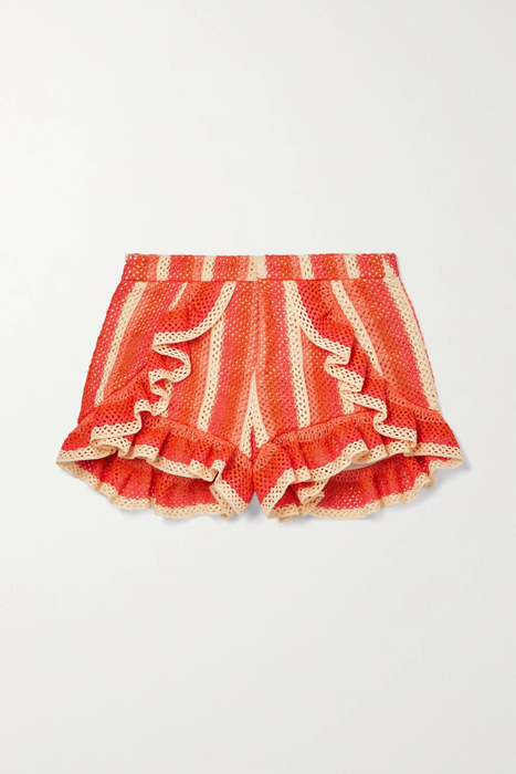 유럽직배송 PATBO Ruffled striped crocheted shorts 25185454455630500