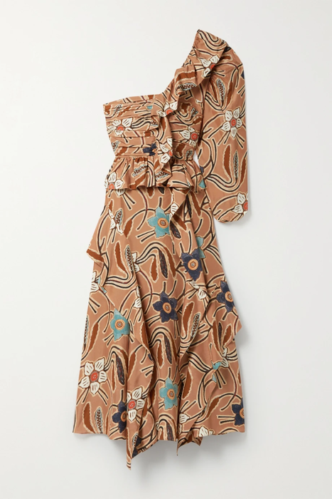 유럽직배송 울라존슨 원피스 ULLA JOHNSON Mariam one-sleeve ruffled printed silk dress 24772899113146936
