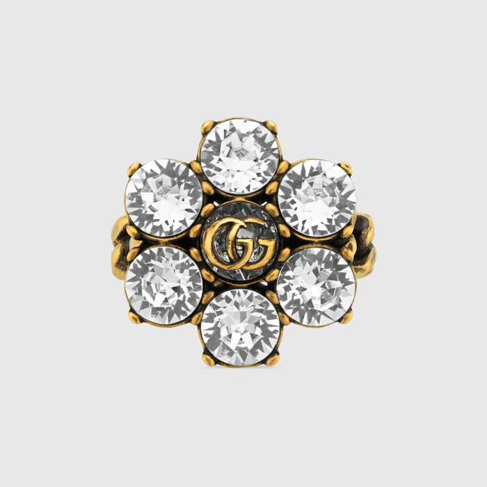 유럽직배송 구찌 GUCCI Gucci Crystal Double G ring 645682J1D508062
