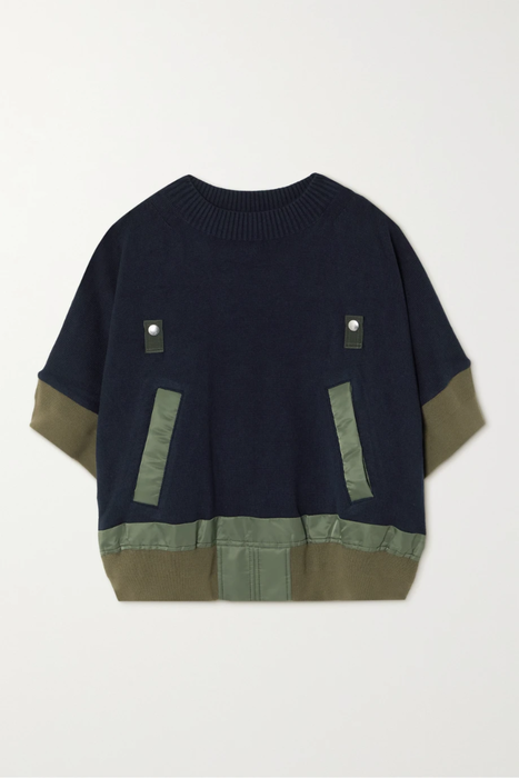 유럽직배송 사카이 스웨터 SACAI Shell-trimmed cotton-blend sweater 27086482323641747