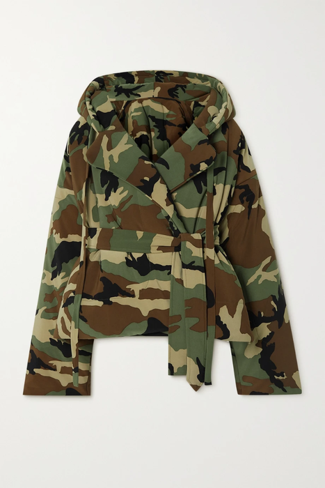 유럽직배송 노르마카말리 패딩 자켓 NORMA KAMALI Belted hooded padded camouflage-print jersey jacket 24062987016529293