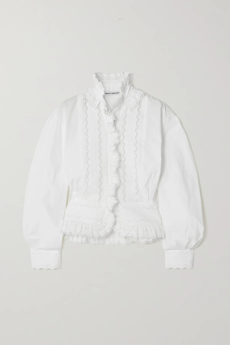 유럽직배송 파코라반 PACO RABANNE Ruffled broderie anglaise cotton-poplin shirt 11452292646926819