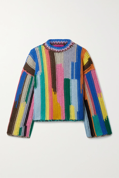 유럽직배송 엘더스테이츠먼 스웨터 THE ELDER STATESMAN Hacky striped crochet-knit cashmere sweater 16114163150634378