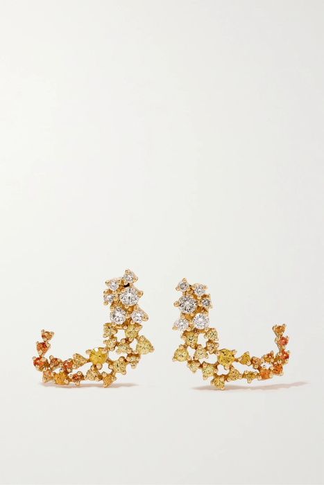 유럽직배송 ANANYA Scatter 18-karat gold, sapphire and diamond earrings 29419655932534414