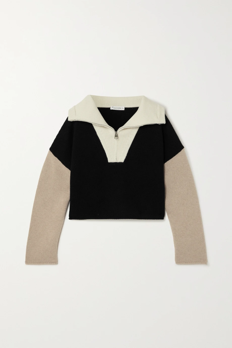 유럽직배송 JW앤더슨 스웨터 JW ANDERSON Cropped color-block wool and cashmere-blend sweater 24772899113266088
