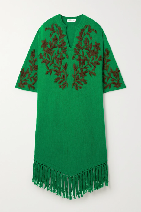 유럽직배송 발렌티노 원피스 VALENTINO Fringed embroidered wool midi dress 24665545640615668