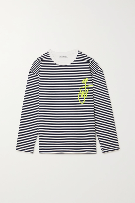 유럽직배송 JW앤더슨 티셔츠 JW ANDERSON Embroidered striped cotton-jersey T-shirt 24772899113260790