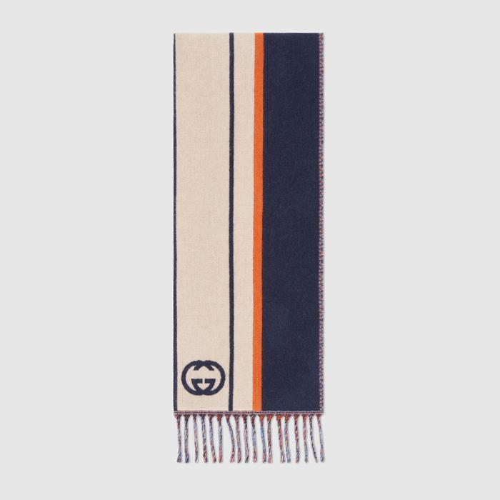 유럽직배송 구찌 GUCCI Gucci Interlocking G striped wool scarf 6742634GAAA4076