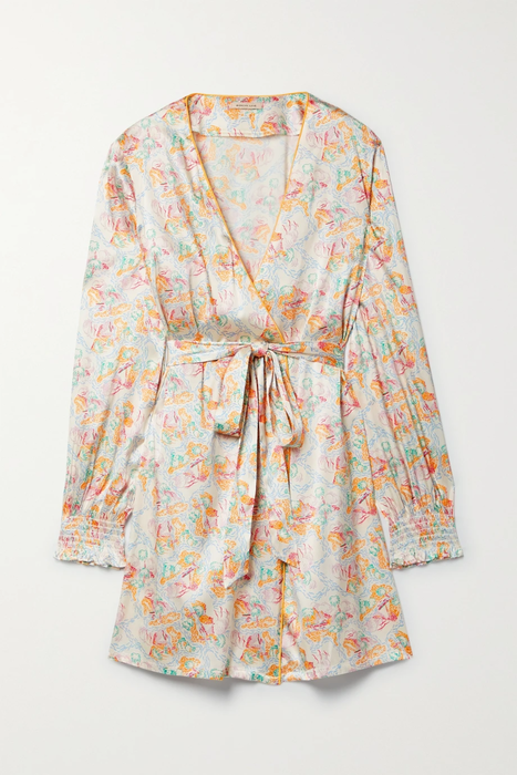 유럽직배송 모간레인 MORGAN LANE Larsen belted printed silk-blend satin robe 25185454456057356