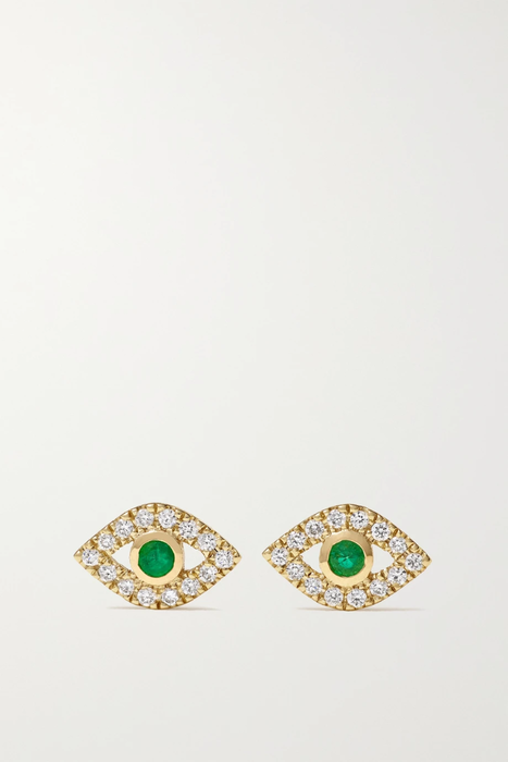 유럽직배송 시드니에반 귀걸이 SYDNEY EVAN Small Evil Eye 14-karat gold, diamond and emerald earrings 17411127376969300