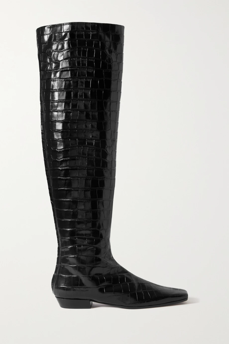 유럽직배송 토템 롱부츠 TOTÊME Croc-effect leather over-the-knee boots 24772899113461053