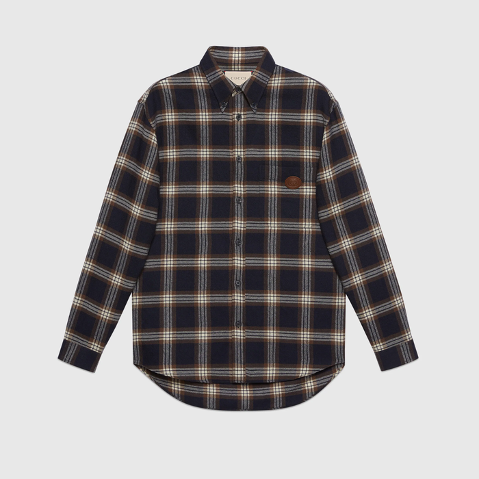 유럽직배송 구찌 GUCCI Gucci Check wool shirt with Interlocking G 648854Z8AMJ4310