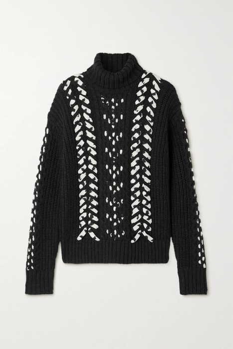 유럽직배송 제이슨우 JASON WU + Coca-Cola cable-knit merino wool and printed crepe turtleneck sweater 15546005222015841