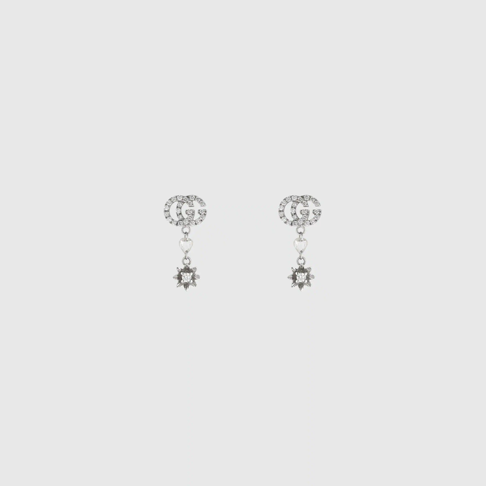 유럽직배송 구찌 GUCCI Gucci Flower and Double G earrings with diamonds 581830J85409066