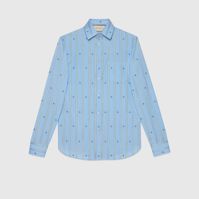 유럽직배송 구찌 GUCCI Gucci Cotton shirt with bee stripe fil coupé 625883ZAEDH4043