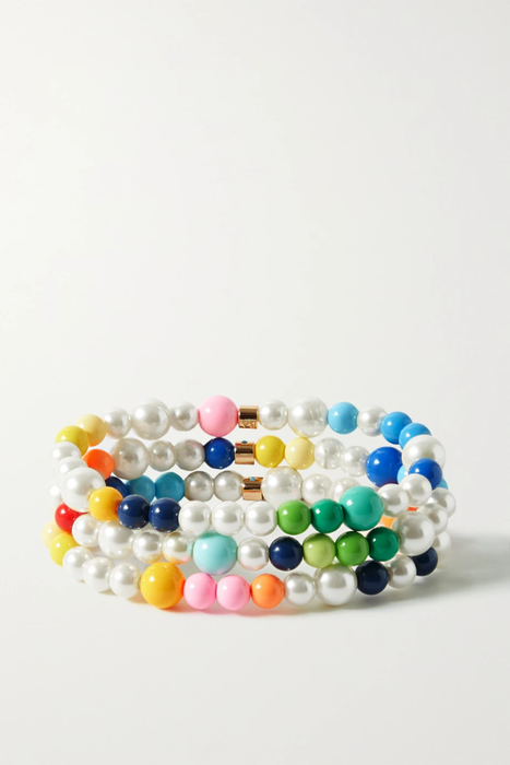 유럽직배송 록산느애슐린 팔찌 ROXANNE ASSOULIN Pearl Party set of three faux pearl and enamel beaded bracelets 22250442026057381