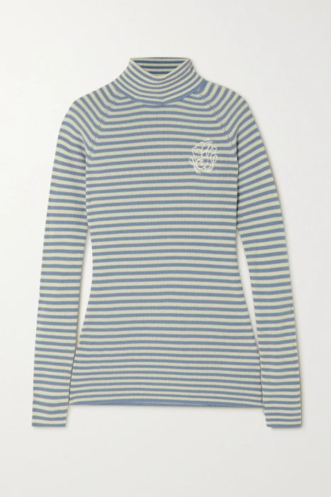 유럽직배송 가니 스웨터 GANNI Embroidered striped wool and cashmere-blend turtleneck sweater 24665545640531449