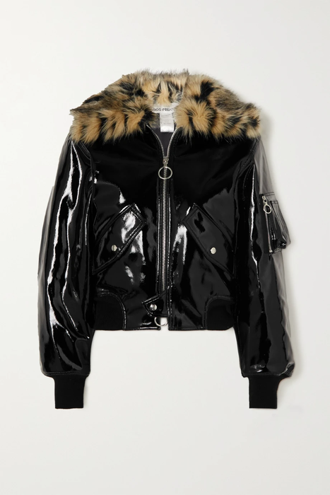 유럽직배송 파코라반 PACO RABANNE Cropped faux fur-trimmed vinyl jacket 11452292646929844