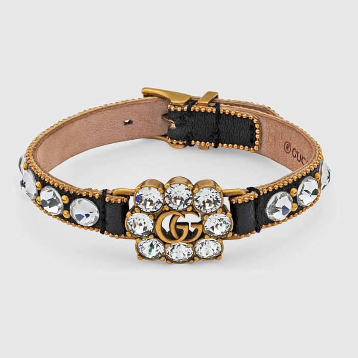 유럽직배송 구찌 GUCCI Gucci Crystal Double G leather bracelet 648722I56718061