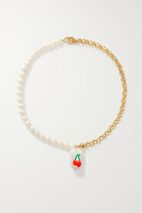 유럽직배송 MARTHA CALVO Jackpot gold-plated pearl necklace 34344356237249533