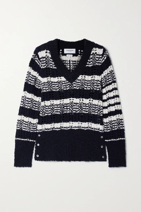 유럽직배송 톰브라운 스웨터 THOM BROWNE Striped bouclé-knit cotton-blend sweater 20346390236182861