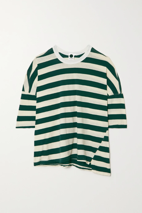 유럽직배송 베이식 티셔츠 BASSIKE + NET SUSTAIN striped organic cotton-jersey T-shirt 24772899113373308