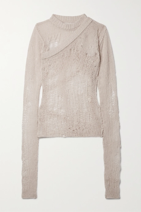 유럽직배송 릭오웬스 스웨터 RICK OWENS Distressed open-knit cashmere and wool-blend sweater 24772899113470412