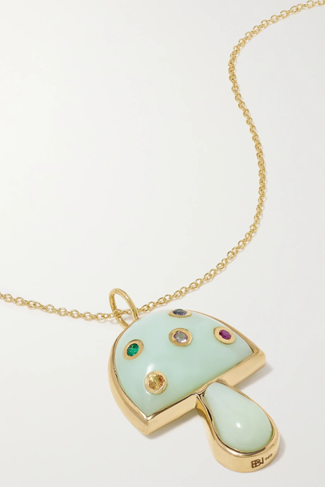 유럽직배송 브렌트 닐 목걸이 BRENT NEALE Mini Mushroom 18-karat gold multi-stone necklace 22250442026397927